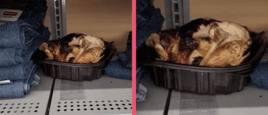 Cliente se excede en centro comercial al comerse medio pollo y dejarlo en la sección de ropa Cliente se excede en centro comercial al comerse medio pollo y dejarlo en la sección de ropa