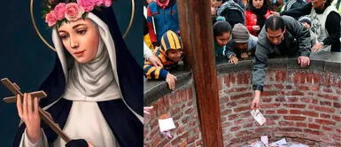 Miles de fieles acuden cada año al pozo de los deseos de Santa Rosa de Lima. Foto: Composición La República/WinCalendario/Viajando por el Perú/Instagram ¿Cómo enviar mi carta a Santa Rosa de Lima por WhatsApp, correo u otras redes sociales?