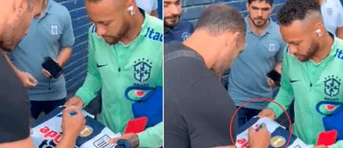Neymar y el emotivo momento con Hernán Barcos. Neymar sorprende a todos al pedirle a Hernán Barcos que le firme la camiseta de Alianza Lima