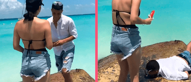 ¿Será una señal? Hombre intenta pedirle matrimonio a su pareja encima de una roca y termina cayendo al mar ¿Será una señal? Hombre intenta pedirle matrimonio a su pareja encima de una roca y termina cayendo al mar