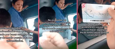 Estudiante denuncia que cobradora de combi no respetó su medio pasaje universitario Estudiante denuncia que cobradora de combi no respetó su medio pasaje universitario: "3 soles"