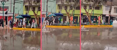 Limeños se libran de los charcos por las intensas garúas con esta ingeniosa manera Limeños se libran de los charcos por las intensas garúas con esta ingeniosa manera: "El que se cae pierde"