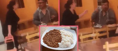 Mujer encuentra a su esposo e hijo disfrutando en pollería tras huir de sus lentejas Mujer encuentra a su esposo e hijo disfrutando en pollería tras huir de sus lentejas