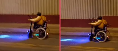 Peruano acondiciona un scooter eléctrico a su silla de ruedas para transportarse Peruano acondiciona un scooter eléctrico a su silla de ruedas para transportarse: "Le gana a Los chinos y El rápido"