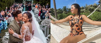 Estrella Torres con bikini Estrella Torres goza su luna de miel en Cancún con un vibrante bikini efecto acuarela