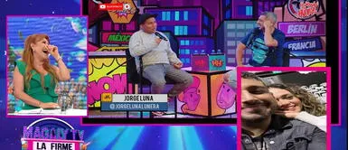 Magaly Medina estalló a carcajadas por la burla de Jorge Luna hacia Ricardo Mendoza Jorge Luna deja entrever que Mayra Goñi sale con Ricardo Mendoza solo por su dinero y Magaly Medina se burla