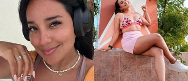 Marianita Espinoza vestido marmoleado Marianita Espinoza y la vez que brilló en la alfombra verde de los Premios Heat con look retro