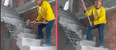 Albañil indignado derriba a 'combazos' escalera que construyó tras no recibir pago de propietario Albañil indignado derriba a 'combazos' escalera que construyó tras no recibir pago de propietario