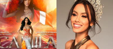 Camila Escribens vestido glam ¡Despertó la fiera! Camila Escribens parte rumbo al Miss Universo con magnético trikini neón