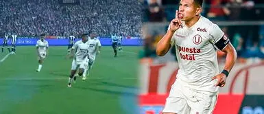 Edison Flores anota el primer gol de Universitario de Deportes a los dos minutos. Edison Flores anota el primer gol de Universitario de Deportes a los dos minutos.