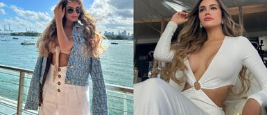 Mayra Goñi causa sensación con elegante y audaz bikini que exibe todo el poderío del 'black and white'. Mayra Goñi conquista el verano con un imponente bikini bicolor en pícaro look de playa