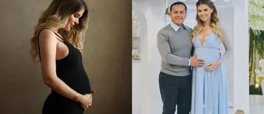 Brunella Horna vestido de gala Brunella Horna reaparece con elegante vestido decorado con flores en 3D que encapsula su embarazo