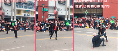 Exalumno de la tercera edad asiste a desfile escolar y brilla con pasos de marcha: "El relajado del cole" Exalumno de la tercera edad asiste a desfile escolar y BRILLA con pasos de marcha: "El relajado del cole"