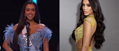 Camila Escribens vestido Camila Escribens impacta en la preliminar del Miss Universo con glamoroso vestido de gala amarillo