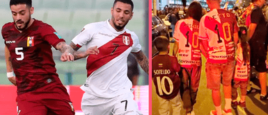 Extranjeros usan camisetas mitad peruana y mitad venezolana Extranjeros usan camisetas mitad peruana y mitad venezolana: "Amor a su patria y respeto al país donde vive"