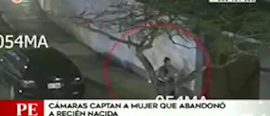 Cámaras de seguridad captan momento del abandono de recién nacida en contenedor de basura en San Isidro. San Isidro: cámaras de seguridad muestran el preciso instante en que abandonan a recién nacido en la basura