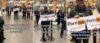 Peruano sorprende en TikTok al recoger a sus amigas en el aeropuerto con cartel de página para adultos Peruano sorprende en TikTok al recoger a sus amigas en el aeropuerto con cartel de página para adultos