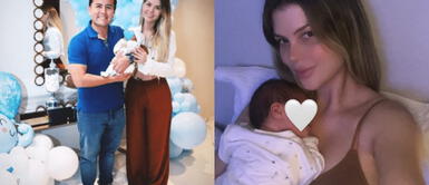 Brunella Horna look navideño Brunella Horna adelanta la Navidad y enternece con sublime look a rayas para su bebé