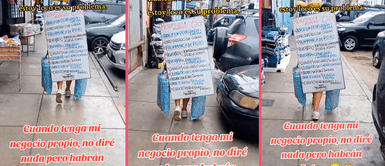 Peruana se convierte en pizarra andante para promocionar su emprendimiento de comida al paso Peruana se convierte en pizarra andante para promocionar su emprendimiento de comida al paso: "Guerrera"