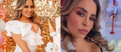 Ethel Pozo IMPACTA con audaz vestido rojo de glitter Ethel Pozo IMPACTA con audaz vestido rojo de glitter con volantes perfecto para NAVIDAD