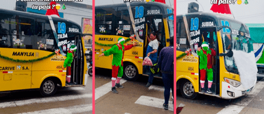Cobrador de la '19' disfrazado de 'Grinch' y chofer de Santa se vuelven la sensación de las calles limeñas Cobrador de la '19' disfrazado de 'Grinch' y chofer de Santa se vuelven la sensación de las calles limeñas