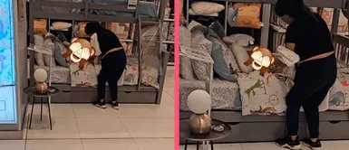 Mujer cambia pañal de su pequeño bebé en cama de exhibición dentro de Mall de SJL y divide opiniones en redes sociales Mujer cambia pañal de su pequeño bebé en cama de exhibición dentro de Mall de SJL y divide opiniones en redes sociales