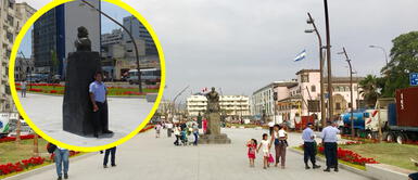 Vigilante busca espacio con sombra en alameda sin árboles en Centro de Lima Vigilante busca espacio con sombra en alameda sin árboles en Centro de Lima