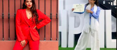 Claudia Portocarrero outfit animal print Claudia Portocarrero sorprende como coach motivacional enfundada en magnético working girl look