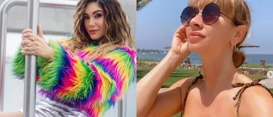 Tilsa Lozano y Belen Estévez Tilsa Lozano y Belen Estévez realizan duelo fashionista en televisión con looks de cuero y satén