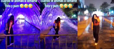 Joven llega al Circuito Mágico del Agua para tomarse fotos, pero algo sale mal y termina mojada ¡Bañadita! Joven llega al Circuito Mágico del Agua para tomarse fotos, pero algo sale mal y termina mojada