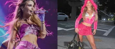 Flavia Laos look preppy Flavia Laos desata furor en su concierto con un imponente look preepy con botas efecto glitter