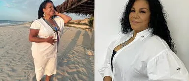 Eva Ayllón traje de baño Eva Ayllón domina las paradisiacas playas de Punta Cana con impetuoso traje de baño multicolor