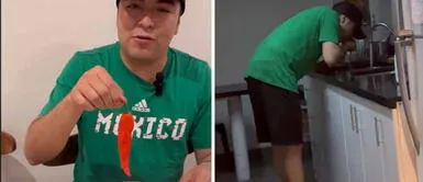 Mexicano retó el picor de un Ají limo sin imaginar que este le haría tomar agua del caño Mexicano come Ají limo pensando que no picaba y acabó tomando agua del caño: "Estoy llorando"