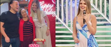 Brunella Horna look suegra Brunella Horna BRILLA en la FIESTA de cumpleaños de su SUEGRA enfundada en pícaro enterizo rojo