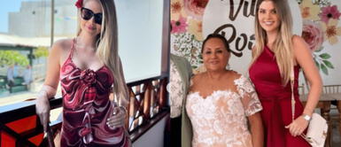 Brunella Horna vestido fiesta Brunella Horna deslumbra con magnético look y saca los pasos prohibidos bailando junto a su suegra