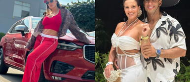 Alejandra Baigorria conjunto beige ¡Como la realeza! Ale Baigorria elige iglesia para su boda con mágico look en el Centro de Lima