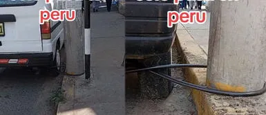 Hombre encadena su combi a poste para evitar robo. Usuarios reaccionan a la creatividad de chofer para evitar robo de su combi