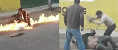 Vecinos le PRENDEN FUEGO a delincuente y lo golpean con piedras tras DETENERLO en Trujillo Vecinos le PRENDEN FUEGO a delincuente y lo golpean con piedras tras DETENERLO en Trujillo