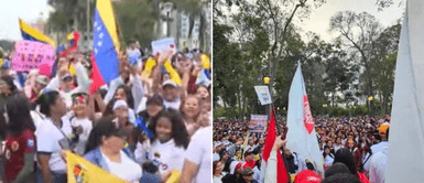 Miles de venezolanos salen al Centro de Lima. Cientos de Venezolanos celebran en el Centro de Lima tras resultados de las Elecciones 2024 y entonan 'Contigo Perú'