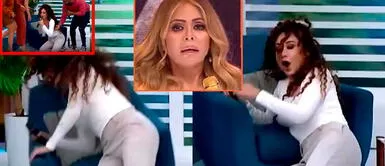 Janet Barboza sufre aparatosa caída EN VIVO y hasta rompe la silla del set de "América Hoy" Janet Barboza sufre aparatosa caída EN VIVO y hasta rompe la silla del set de "América Hoy"