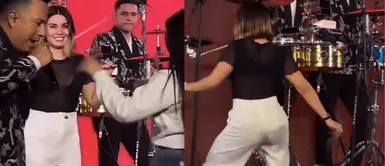 Fiorella Retiz y sus pasos prohibidos. Fiorella Retiz causa furor en concierto de Corazon Serrano con sus pasos prohibidos
