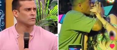 El cantante sorprende con esta aparición. Christian hace impensada aparición mientras Cueva besa a Pamela Franco en concierto