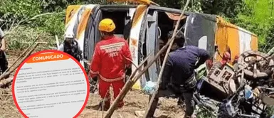 Comunicado de Móvil Bus. Móvil Bus envía comunicado tras accidente en Moyobamba que dejó 12 fallecidos
