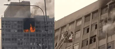 Incendio se reporta en edificio en Cercado de Lima Reportan incendio de gran magnitud en edificio ubicado entre avenida Abancay y Grau