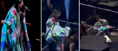 Caída de Laura Pausini. Laura Pausini sufre aparatosa caída en pleno concierto frente a miles de fans