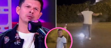 El conductora pasa tenso momento. Mario Hart estuvo a punto de quemarse con un cohetón y Korina toma inesperada acción