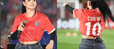 Pamela franco. Pamela Franco se luce con camiseta de Cueva en Noche Imperial 2025 de Cienciano