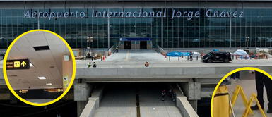 Cae baldosa del techo junto a patio de comidas en Aeropuerto Jorge Chávez Cae baldosa del techo junto a patio de comidas en Aeropuerto Jorge Chávez