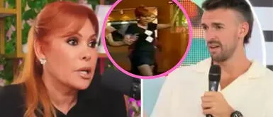 La conductora es sorprendida por el argentino. Saliente de Macarena Vélez arremete contra Magaly Medina: “Te sacaste la ropa TV”