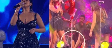 Susana Alvarado sufre caída en concierto Susana Alvarado sufre estrepitosa caída en pleno concierto de Corazón Serrano preocupando a sus fans